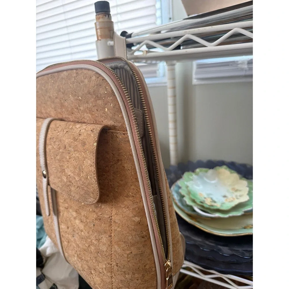 Miztique Daisy Cork Backpack Gold Fleck Vegan Leather Ivory Trim